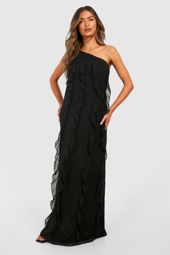 Womens Chiffon Ruffle One Shoulder Maxi Dress - - 10 - boohoo - Modalova