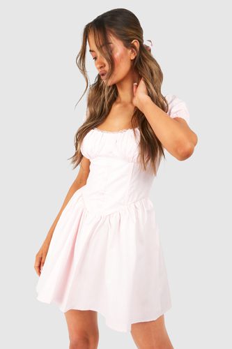 Womens Puff Sleeve Milkmaid Mini Dress - - 12 - boohoo - Modalova
