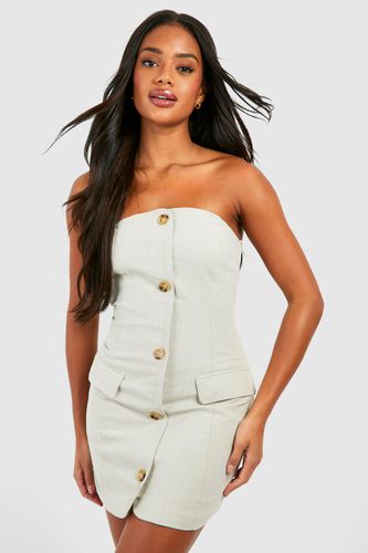 Womens Linen Bandeau Blazer Dress - - 12 - boohoo - Modalova