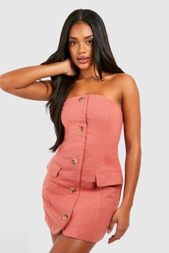 Womens Linen Bandeau Blazer Dress - - 14 - boohoo - Modalova