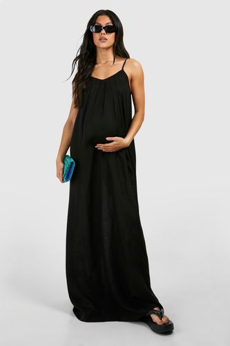 Womens Maternity Linen Strappy Maxi Dress - - 14 - boohoo - Modalova