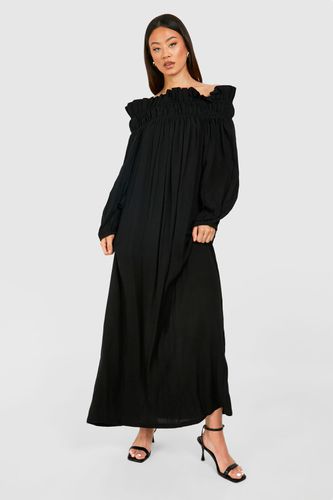 Womens Tall Shirred Bardot Maxi Dress - - 10 - boohoo - Modalova