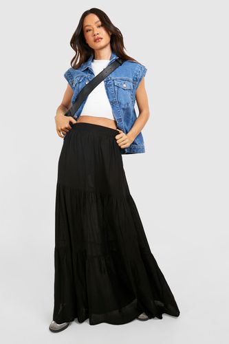 Womens Tall Woven Linen Tiered Hem Maxi Skirt - - 10 - boohoo - Modalova