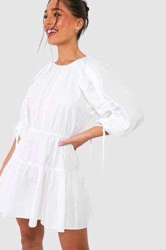 Womens Petite Puff Sleeve Poplin Mini Dress - - 6 - boohoo - Modalova