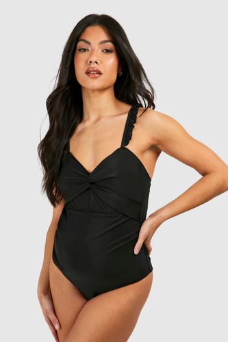 Womens Maternity Knot Front Frill Shoulder Swimsuit - - 14 - boohoo - Modalova