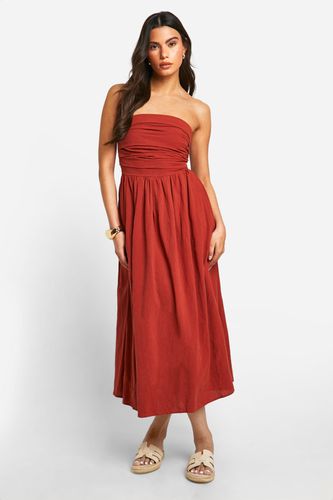 Womens Linen Bandeau Midaxi Dress - - 14 - boohoo - Modalova