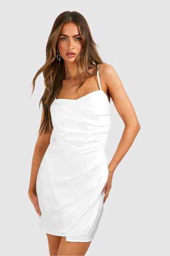 Womens Satin Draped Mini Slip Dress - - 12 - boohoo - Modalova