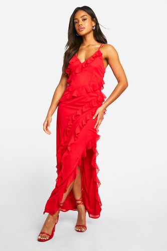 Womens Ruffle Chiffon Maxi Dress - - 12 - boohoo - Modalova