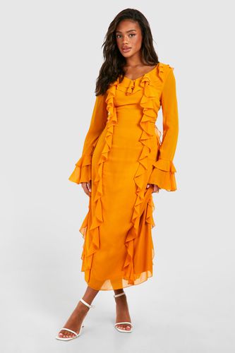 Womens Ruffle Detail Midaxi Dress - - 12 - boohoo - Modalova