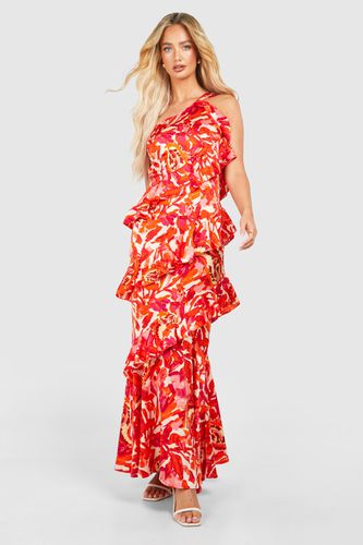 Womens Floral Print One Shoulder Ruffle Maxi Dress - - 12 - boohoo - Modalova