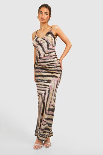 Womens Animal Print Cowl Neck Slip Maxi Dress - - 10 - boohoo - Modalova