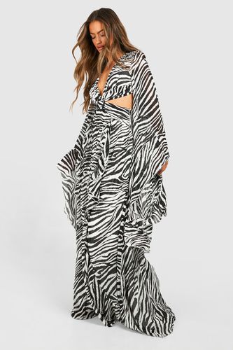 Womens Zebra Chiffon Print Cut Out Maxi Dress - - 14 - boohoo - Modalova