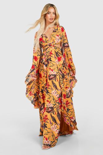 Womens Tropical Floral Chiffon Print Cut Out Maxi Dress - - 10 - boohoo - Modalova