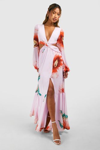 Womens Floral Print Cut Out Maxi Dress - - 12 - boohoo - Modalova