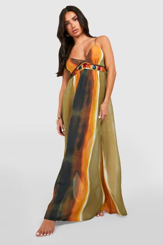 Womens Petite Printed Chiffon Maxi Beach Dress - - 10 - boohoo - Modalova