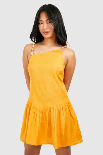 Womens Petite Beaded Linen Mini Dress - - 10 - boohoo - Modalova
