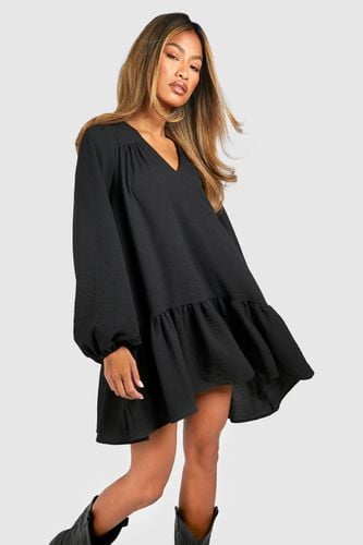 Womens Textured Blouson Sleeve Mini Smock Dress - - 12 - boohoo - Modalova