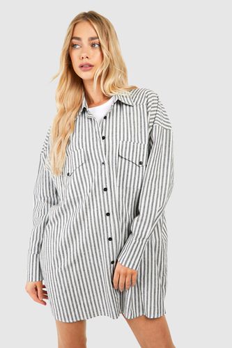 Womens Stripe Oversized Shirt Dress - - 10 - boohoo - Modalova