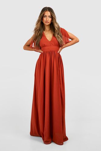 Womens Chiffon Plunge Rouched Maxi Dress - - 12 - boohoo - Modalova