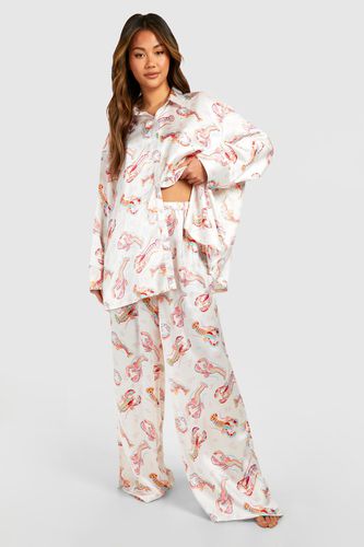Womens Lobster Print Oversized Pyjama Set - - 6 - boohoo - Modalova