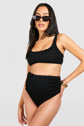 Womens Maternity Textured Ruffle High Waist Bikini Set - - 16 - boohoo - Modalova