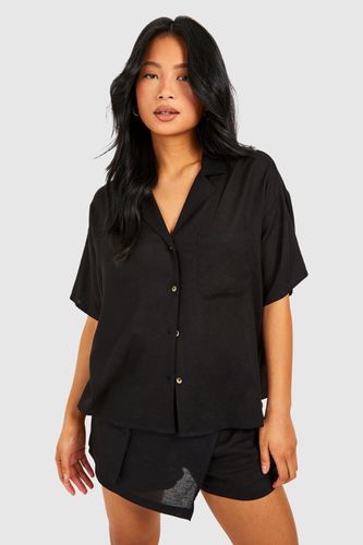 Womens Petite Linen Shirt - - 10 - boohoo - Modalova