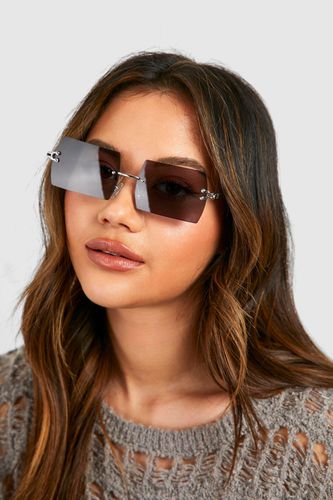Womens Metal Frameless Sunglasses - - One Size - boohoo - Modalova