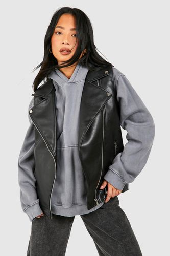 Womens Petite Faux Leather Sleeveless Biker Jacket - - 10 - boohoo - Modalova