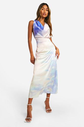 Womens Marble Print Cowl Neck Midaxi Slip Dress - - 10 - boohoo - Modalova