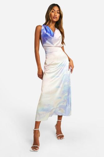 Womens Marble Print Cowl Neck Midaxi Slip Dress - - 8 - boohoo - Modalova