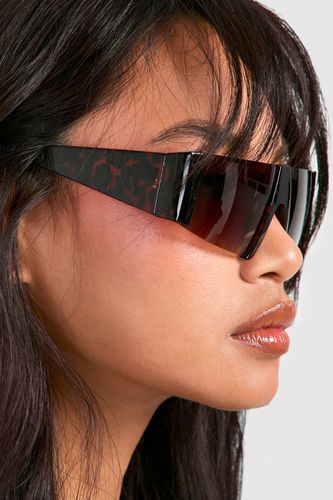 Womens Tortoise Visor Style Sunglasses - - One Size - boohoo - Modalova