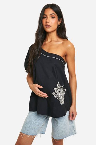 Womens Maternity Embroidered One Sleeve Smock Top - - 10 - boohoo - Modalova