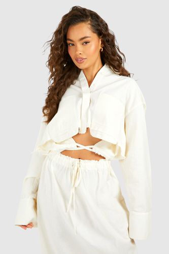 Womens Linen Look Boxy Cropped Shirt - - 12 - boohoo - Modalova