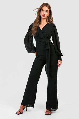 Womens Balloon Sleeve Wrap Jumpsuit - - 16 - boohoo - Modalova