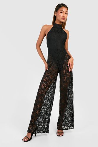 Womens Lace Halterneck Jumpsuit - - 10 - boohoo - Modalova