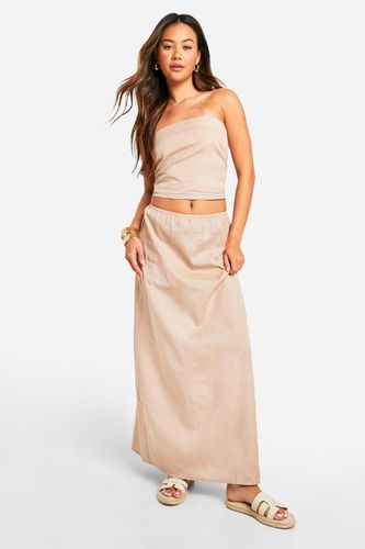 Womens Linen Look Bandeau & Column Maxi Skirt - - 10 - boohoo - Modalova