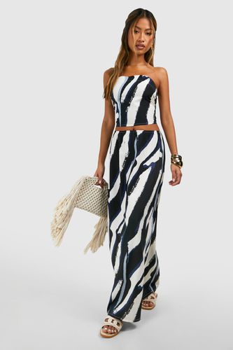 Womens Zebra Print Bandeau & Split Maxi Skirt - - 10 - boohoo - Modalova