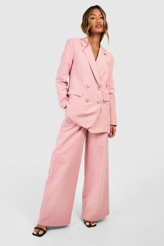 Womens Pastel Pinstripe Wide Leg Trousers - - 10 - boohoo - Modalova