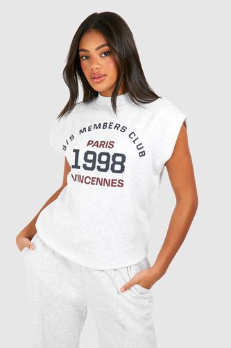 Womens Members Club Slogan Sleeveless Oversized Sweatshirt - - L - boohoo - Modalova