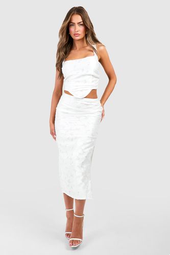 Womens Burnout Floral Column Midaxi Skirt - - 10 - boohoo - Modalova