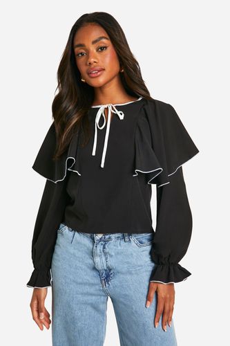 Womens Ruffle Tie Front Blouse - - 12 - boohoo - Modalova