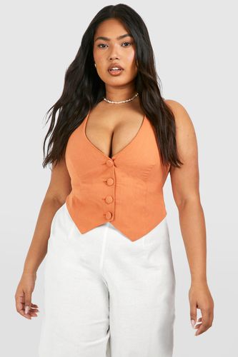 Womens Plus Linen Waistcoat - - 18 - boohoo - Modalova