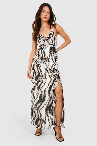 Womens Tall Leopard Print Chiffon Ruffle Maxi Dress - - 10 - boohoo - Modalova