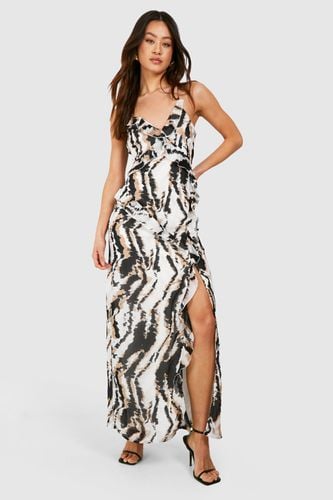 Womens Tall Leopard Print Chiffon Ruffle Maxi Dress - - 12 - boohoo - Modalova