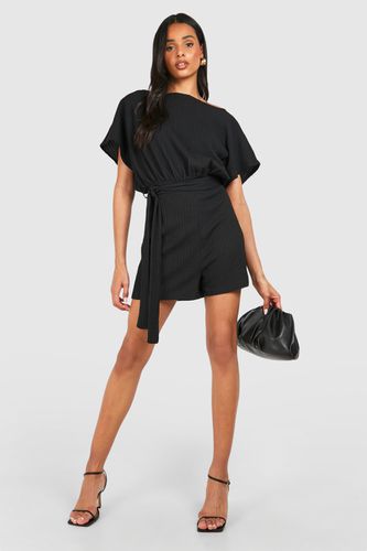 Womens Tall Crinkle Belted Playsuit - - 14 - boohoo - Modalova