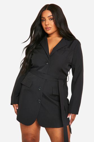 Womens Plus Belted Tailored Blazer Playsuit - - 28 - boohoo - Modalova