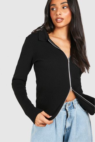 Womens Tall Lightweight Knitted Zip Collar Cardigan - - 14 - boohoo - Modalova