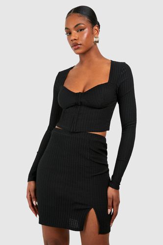 Womens Tall Crinkle Corset Detail Top & Mini Skirt Co-ord - - 14 - boohoo - Modalova