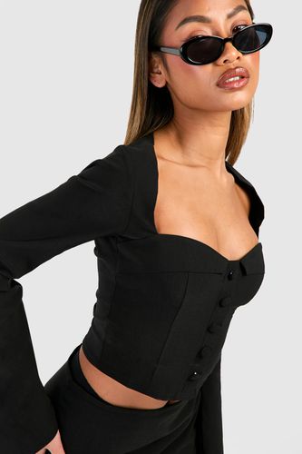 Womens Button Up Long Sleeve Corset - - 10 - boohoo - Modalova