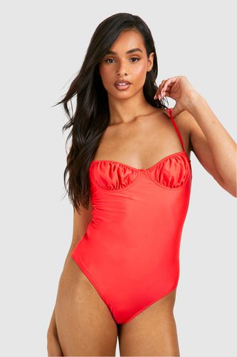 Womens Tall Ruched Cup Detail Swimsuit - - 14 - boohoo - Modalova